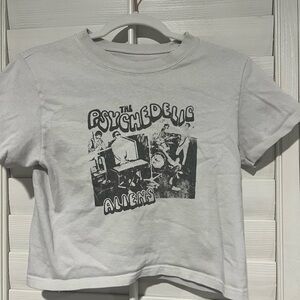 Brandy Melville Psychedelic Aliens Cropped Shirt